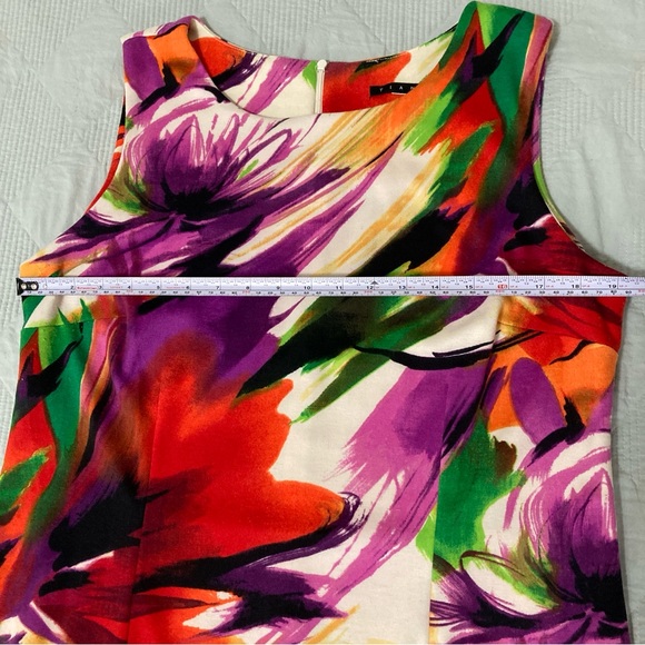 TIANA B. DRESS FLORAL Abstract ROUND NECK STRETCH Colorful Floral Sleeveless M - Picture 7 of 12